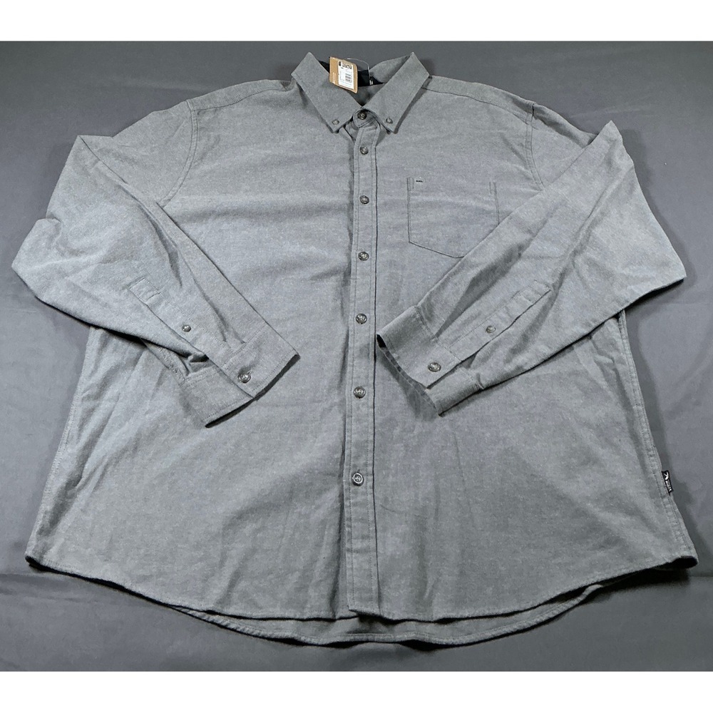 Eddie Bauer Mens XXL Grey Cotton Flannel Button Down Long Sleeve Shirt NWT
